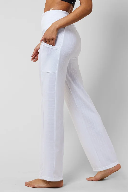 Lightweight Yoga Loose Side Pockets Pant White