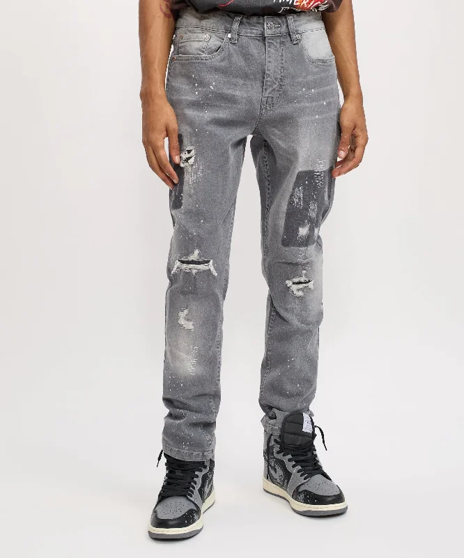 Mason Ripped Detail Grey Denim Jeans