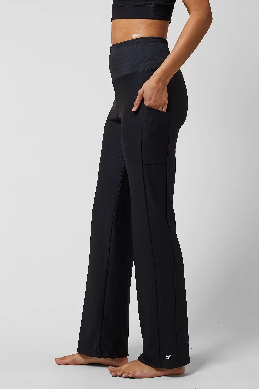 Lightweight Yoga Loose Side Pockets Pant Black