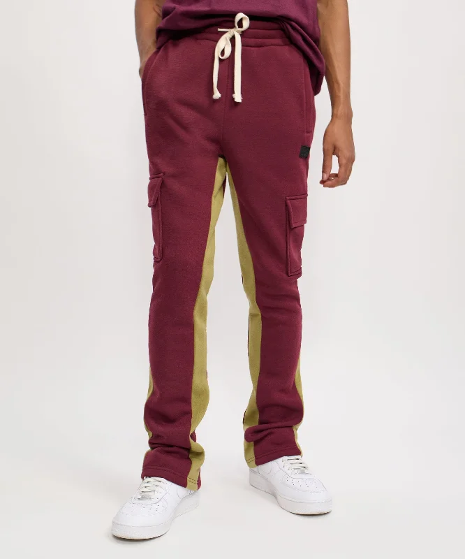 Flare Fleece Sweatpants - Burgundy