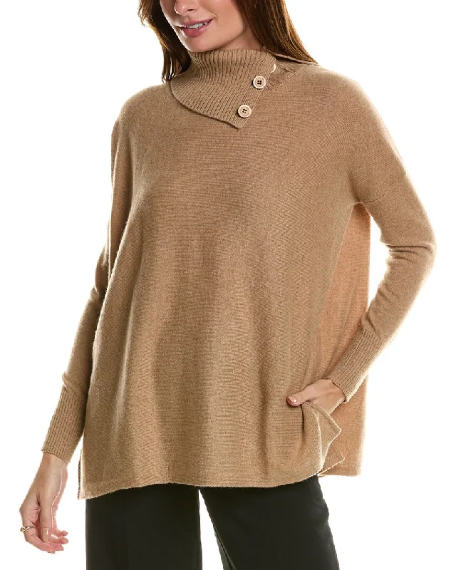 Forte Cashmere Button Neck Oversized Cashmere Pullover