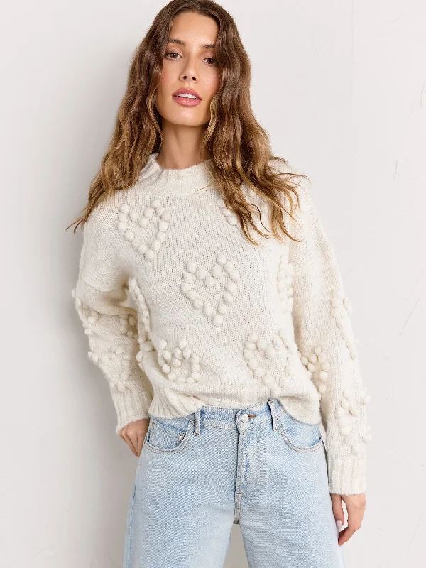 Dreamers by Debut Ivory Heart Pom Pullover Sweater - Brands We Love