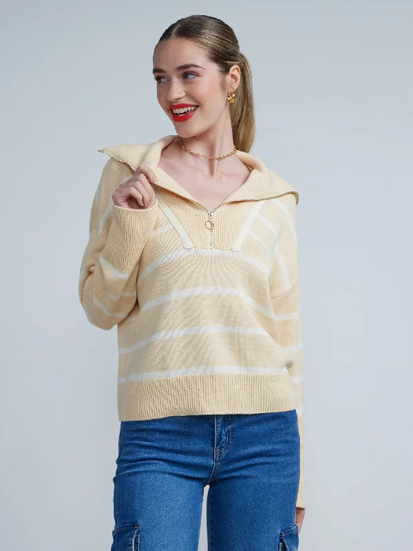 Long Sleeve Striped Quarter Zip Pullover