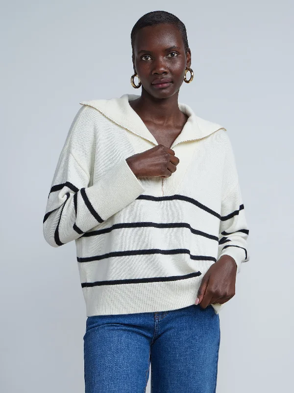 Long Sleeve Striped Quarter Zip Pullover