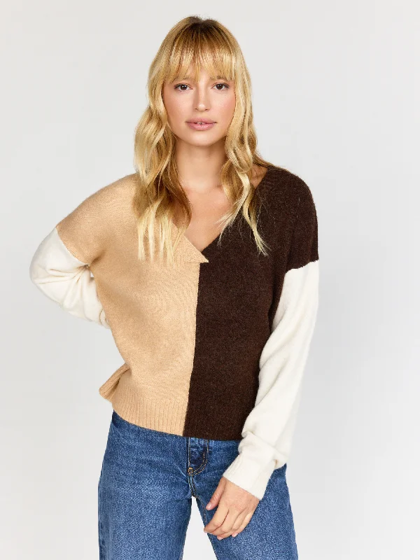 Lush Long-Sleeve Tonal Brown Colorblock Pullover - Brands We Love