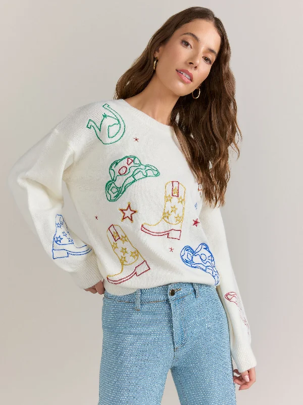 Blue B Long Sleeve Western Motif Pullover - Brands We Love