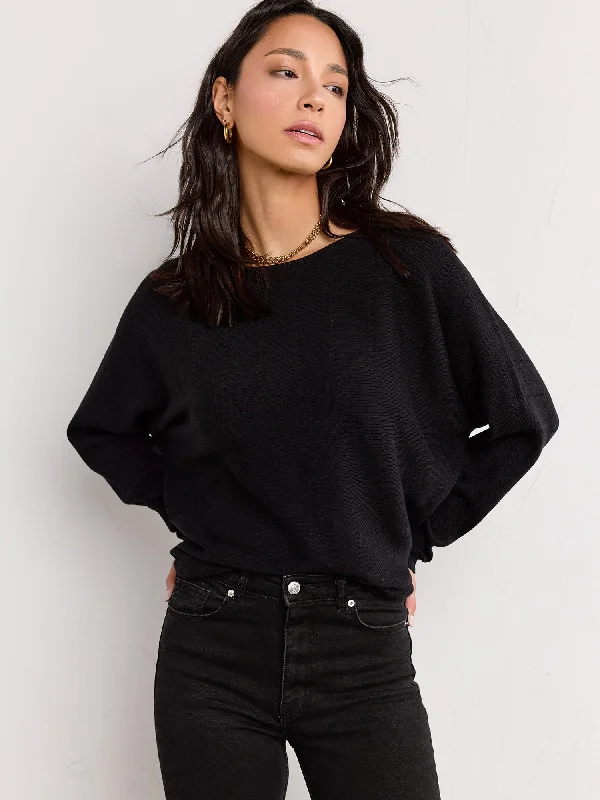 Pointelle Detail Dolman Sleeve Knit Pullover - Cyrus