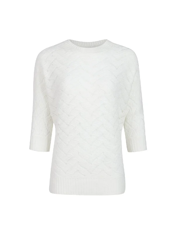 Scallop-Stitched Pullover Sweater