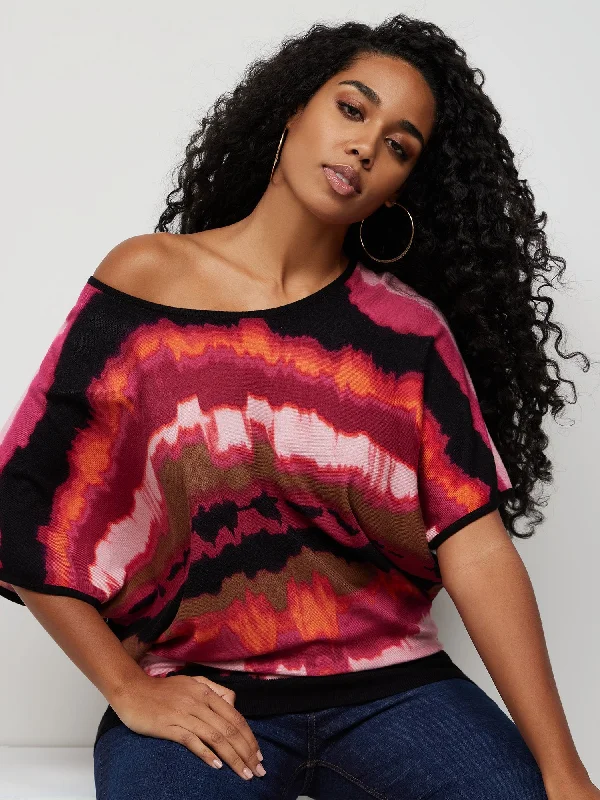 Tie-Dye Print Slouchy Pullover Sweater