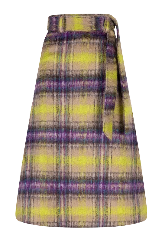 A-line Mohair checked skirt