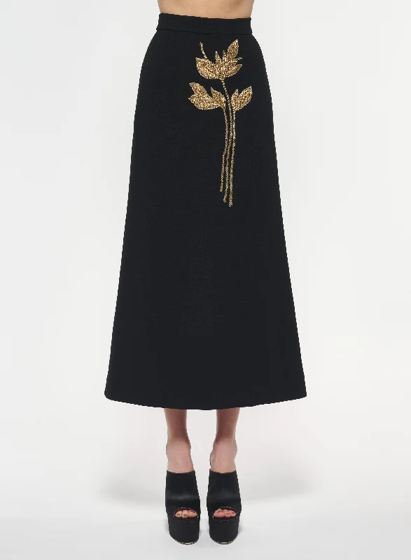 Gold Foliage Embroidered Skirt