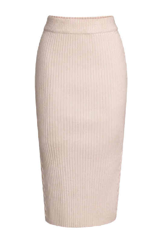 Eva Ribbed Midi Skirt | Ivory