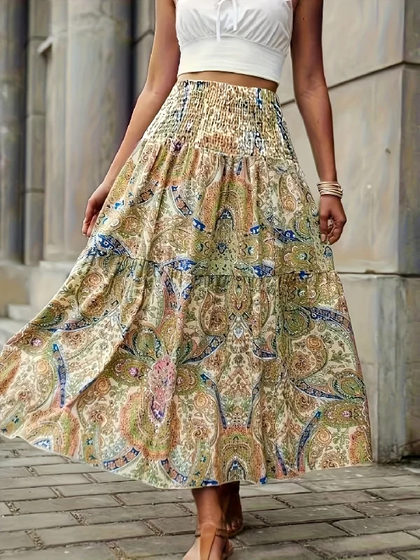 The Dreamy Tier Paisley High Waist Skirt