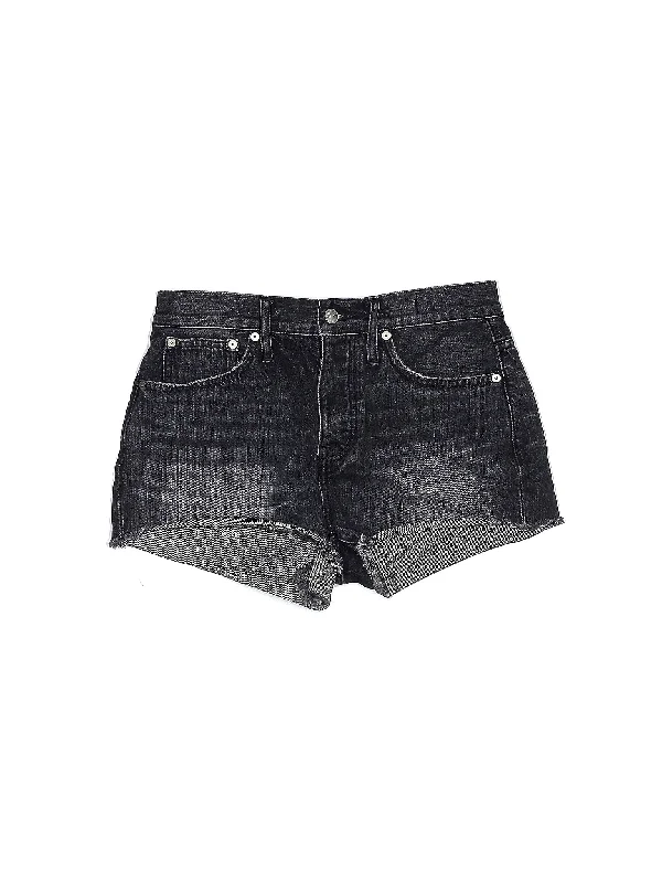 Mid-Rise Denim Shorts in Dark Wash