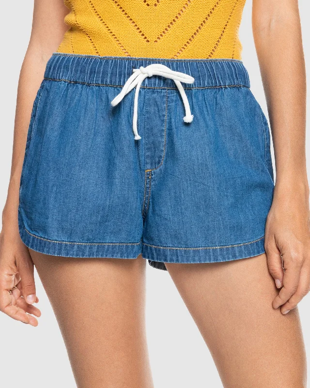 Womens New Impossible Denim Mid Shorts