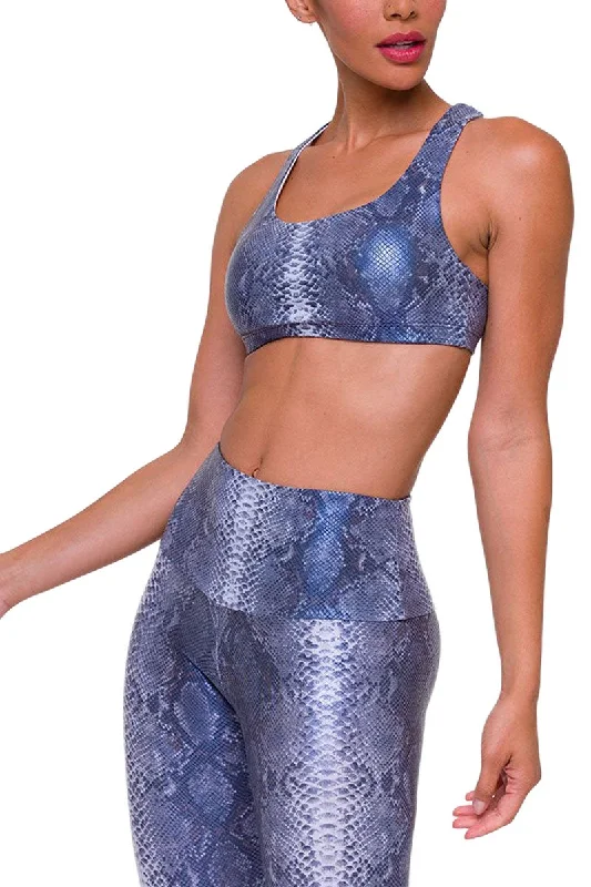 Onzie Hot Yoga Mudra Bra 3098 Blue Mamba Foil