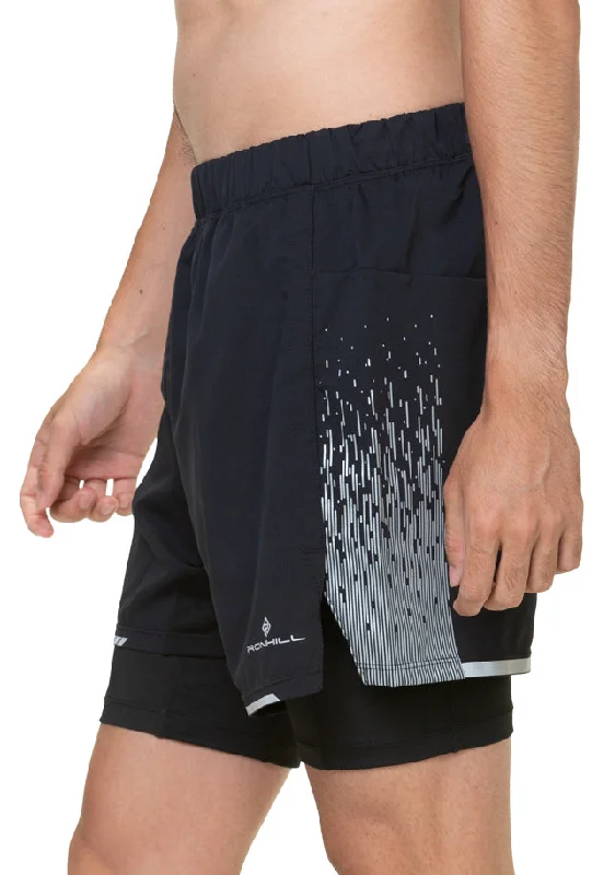 Ronhill Tech Reflect Twin 2 In 1 Mens Running Shorts - Black