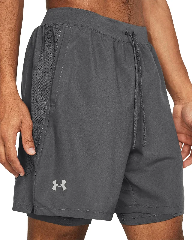 Under Armour Launch 2 In 1 Mens Running Shorts - Grey