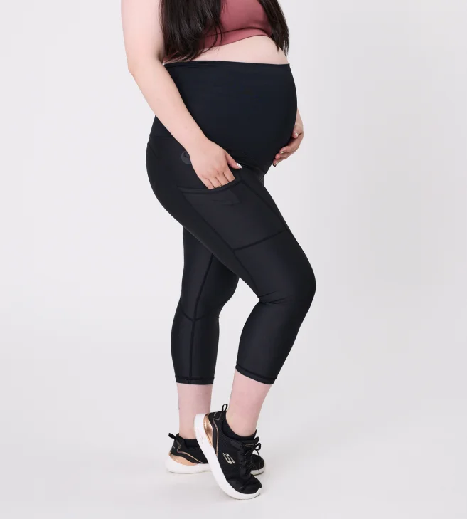 Maternity Leggings Classic 3/4 with Pockets Black