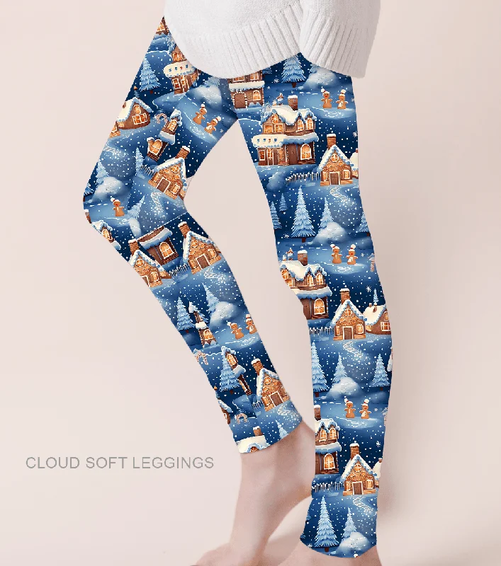 Merry & Bright Winter Village - Adult & Kids Casual Cloud Soft Yoga Band Leggings