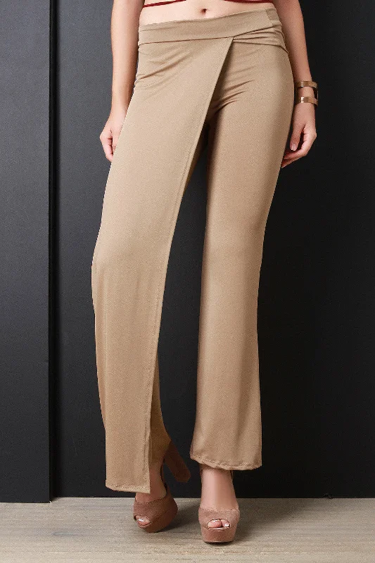 Wrap Front Flare Leg Pants