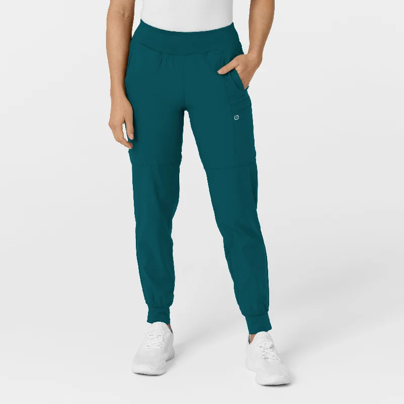 W123 Women's Comfort Waist Cargo Jogger Scrub Pant - Caribbean